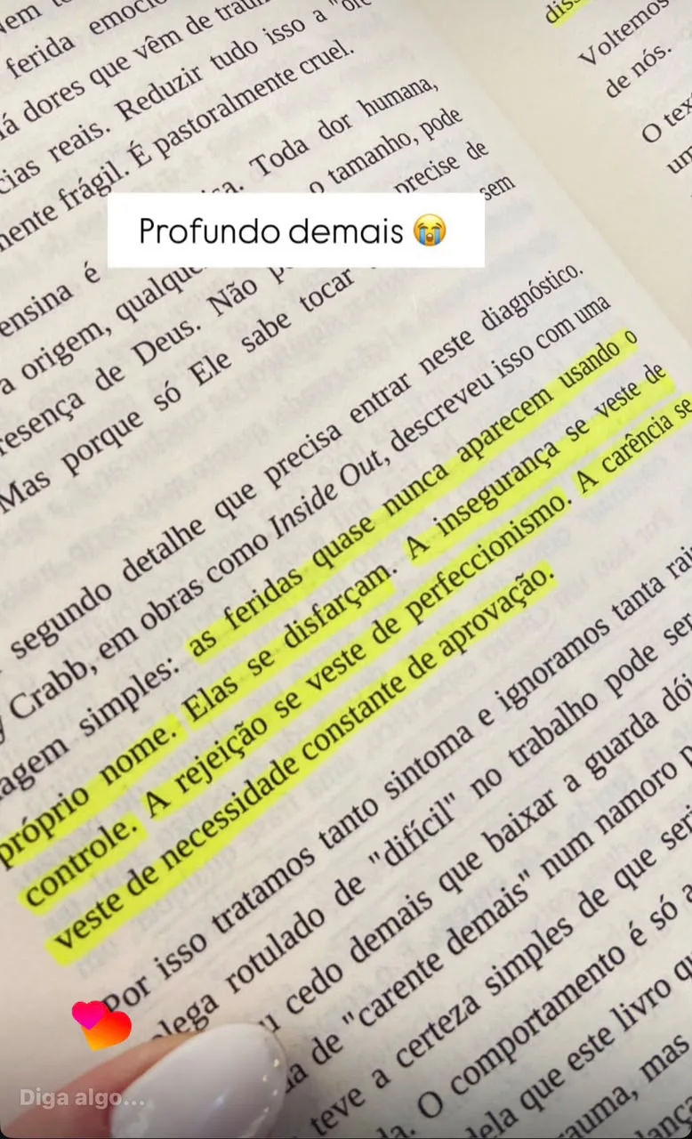 Print de uma leitora reagindo a uma passagem do livro Reconstruídos